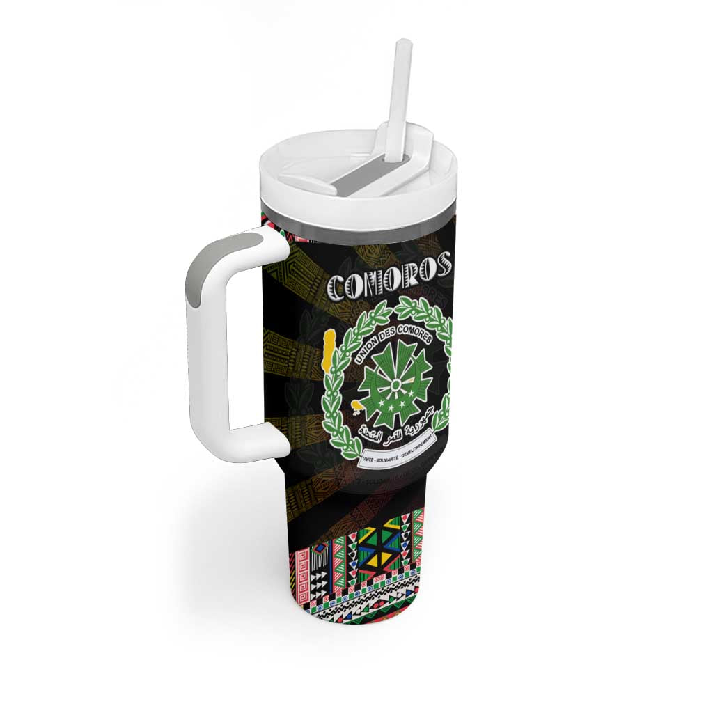 Comoros Roots Tumbler With Handle African Pride in Fingerprint and Tribal Colors DT02
