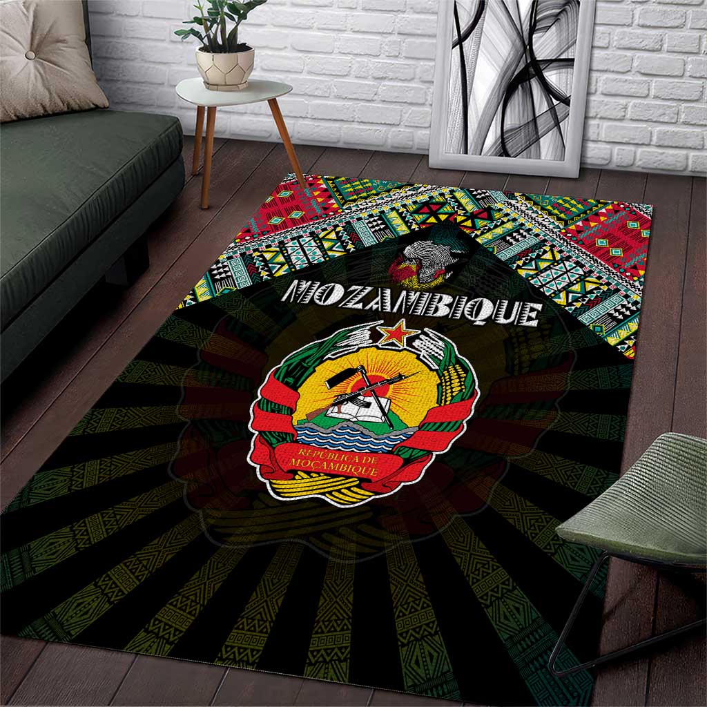 Mozambique Roots Area Rug African Pride in Fingerprint and Tribal Colors DT02