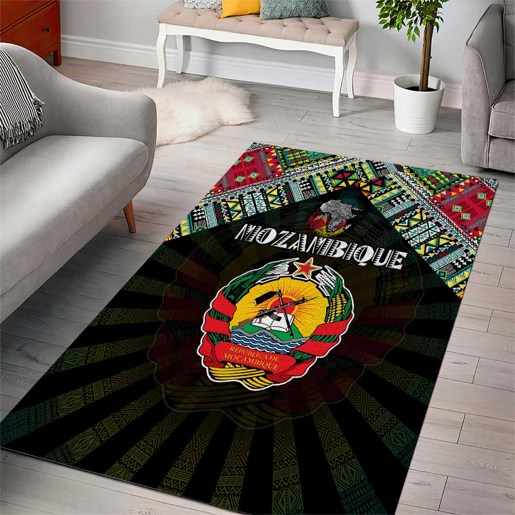 Mozambique Roots Area Rug African Pride in Fingerprint and Tribal Colors DT02