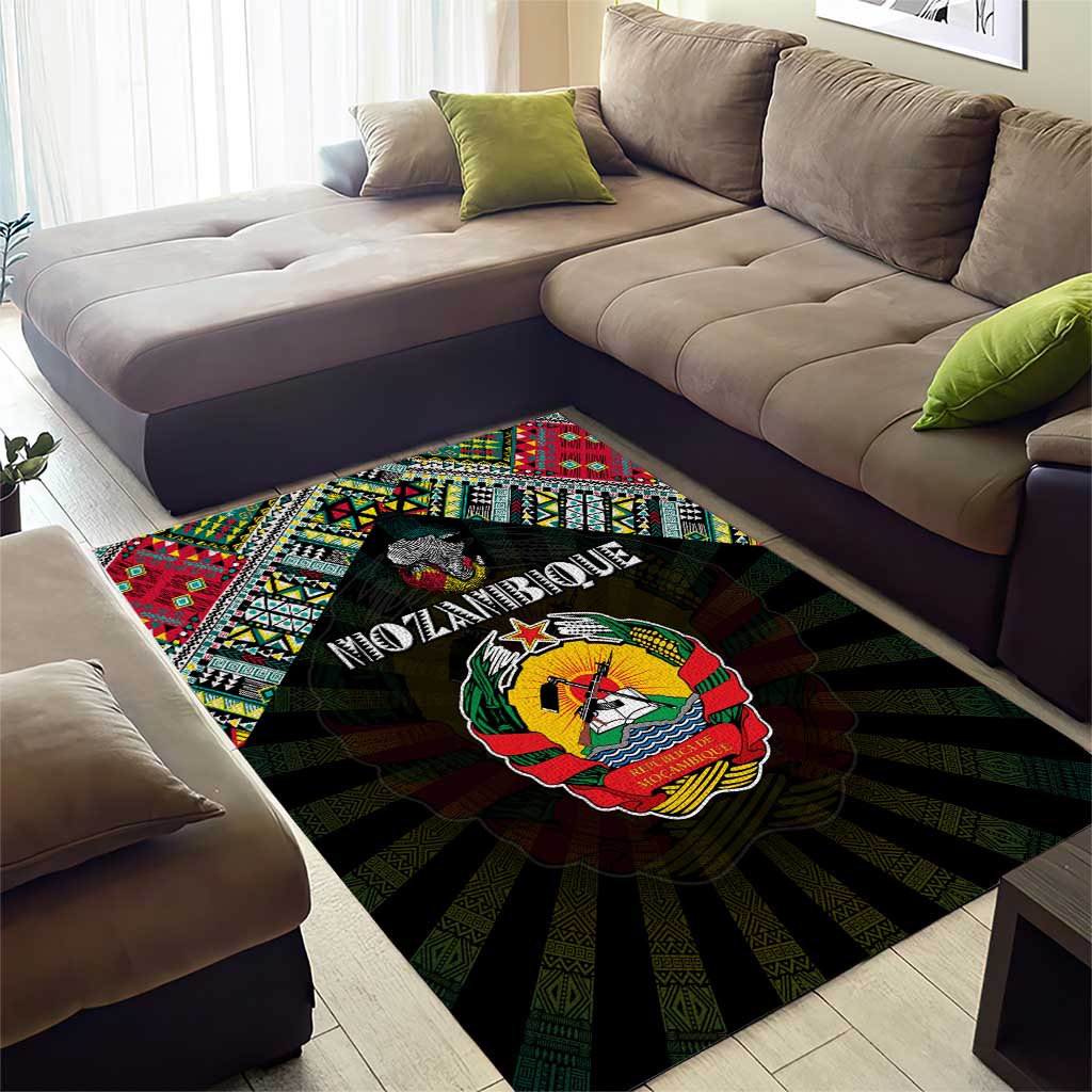 Mozambique Roots Area Rug African Pride in Fingerprint and Tribal Colors DT02