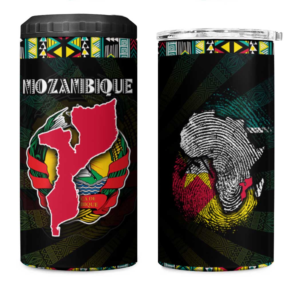Mozambique Roots 4 in 1 Can Cooler Tumbler African Pride in Fingerprint and Tribal Colors DT02
