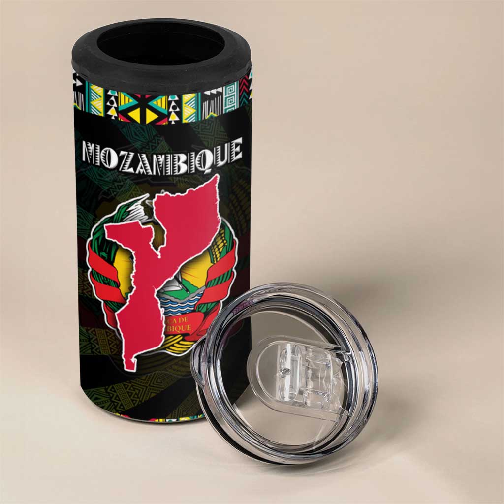 Mozambique Roots 4 in 1 Can Cooler Tumbler African Pride in Fingerprint and Tribal Colors DT02