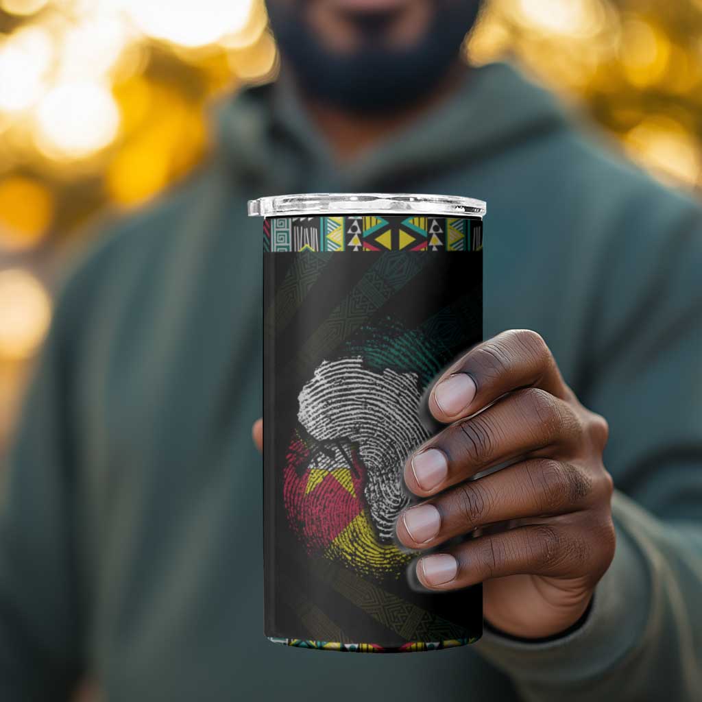 Mozambique Roots 4 in 1 Can Cooler Tumbler African Pride in Fingerprint and Tribal Colors DT02