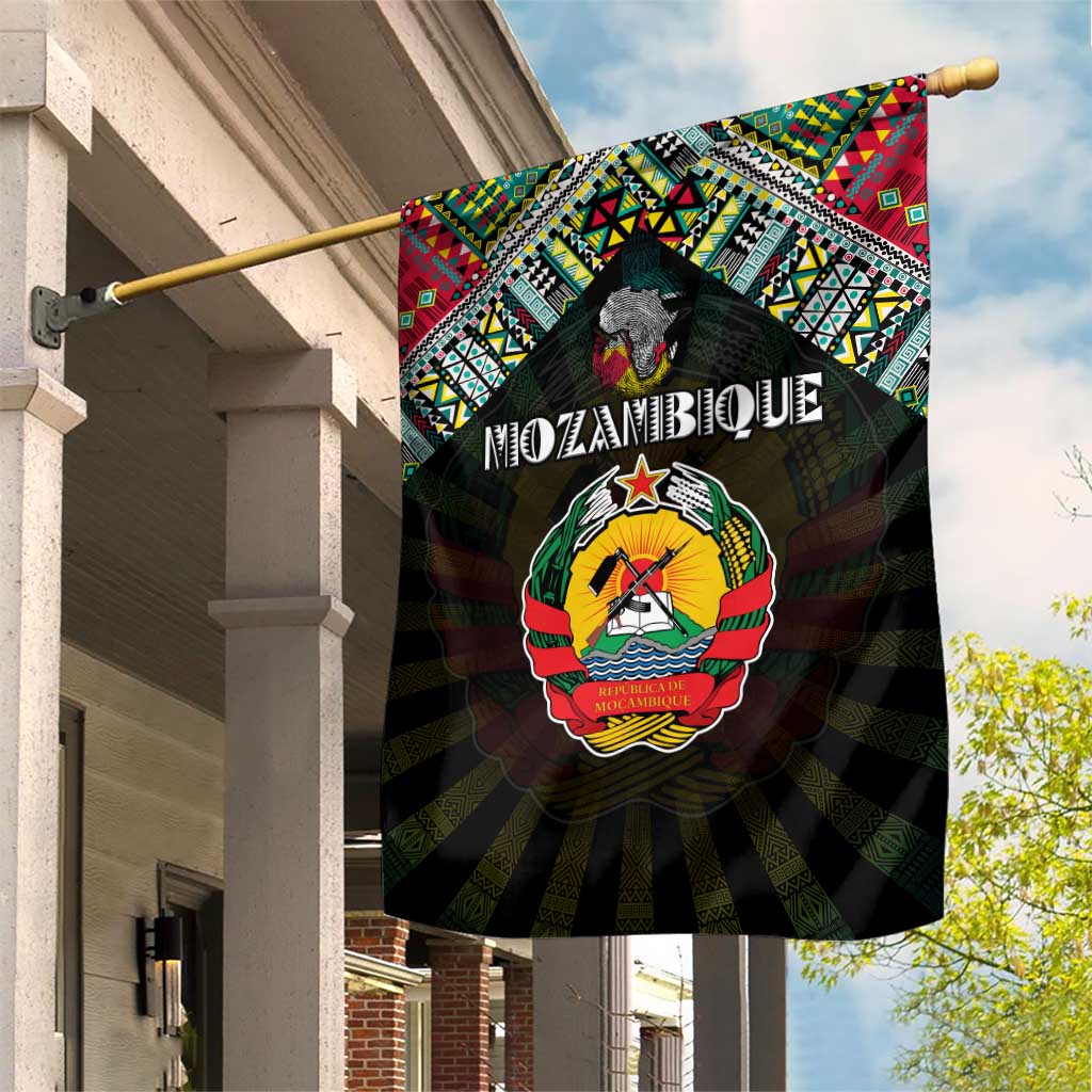 Mozambique Roots Garden Flag African Pride in Fingerprint and Tribal Colors DT02