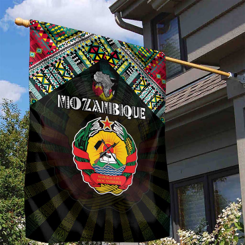 Mozambique Roots Garden Flag African Pride in Fingerprint and Tribal Colors DT02