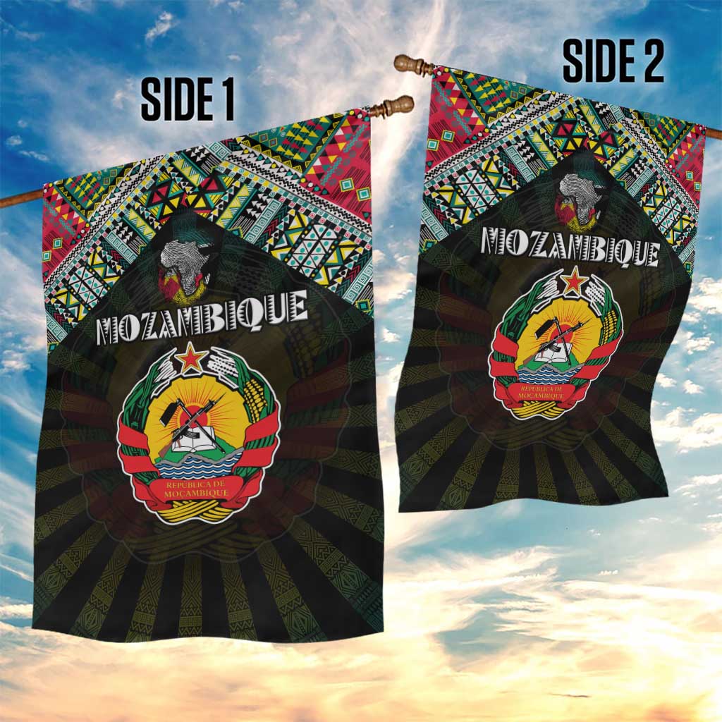 Mozambique Roots Garden Flag African Pride in Fingerprint and Tribal Colors DT02