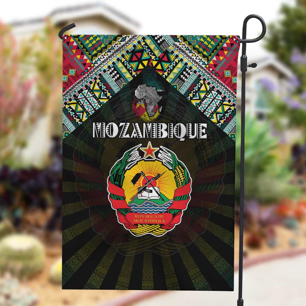 Mozambique Roots Garden Flag African Pride in Fingerprint and Tribal Colors DT02