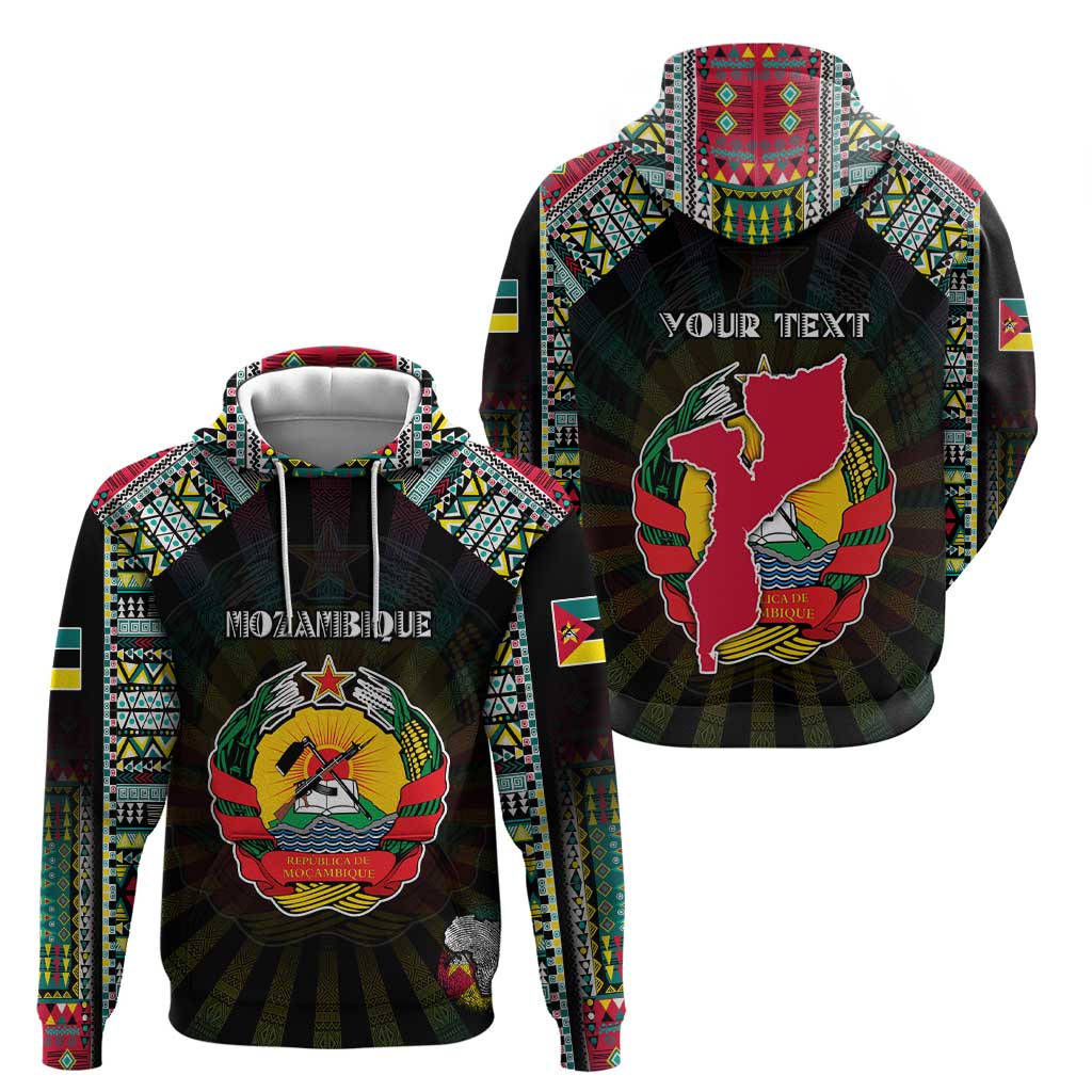 Personalized Mozambique Roots Hoodie African Map in Fingerprint and Tribal Colors DT02