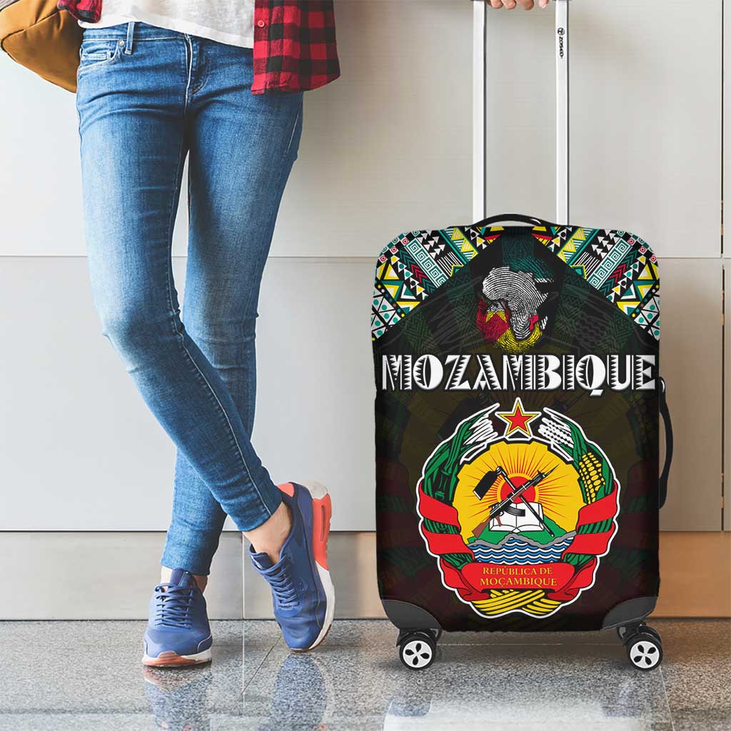 Mozambique Roots Luggage Cover African Map in Fingerprint and Tribal Colors DT02