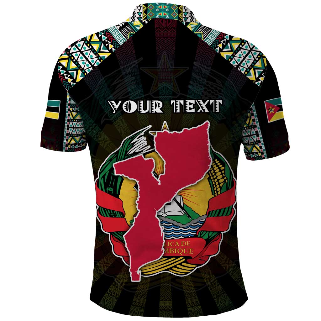 Personalized Mozambique Roots Polo Shirt African Map in Fingerprint and Tribal Colors DT02