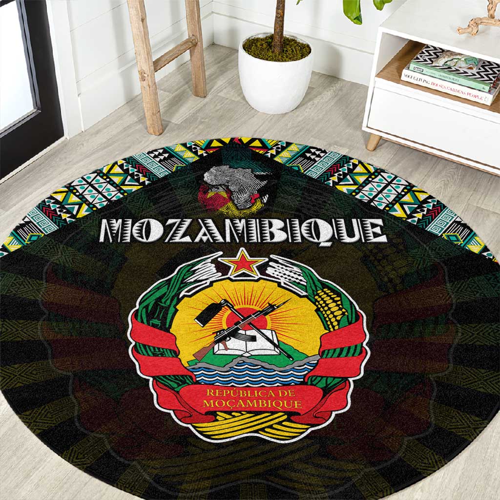 Mozambique Roots Round Carpet African Pride in Fingerprint and Tribal Colors DT02