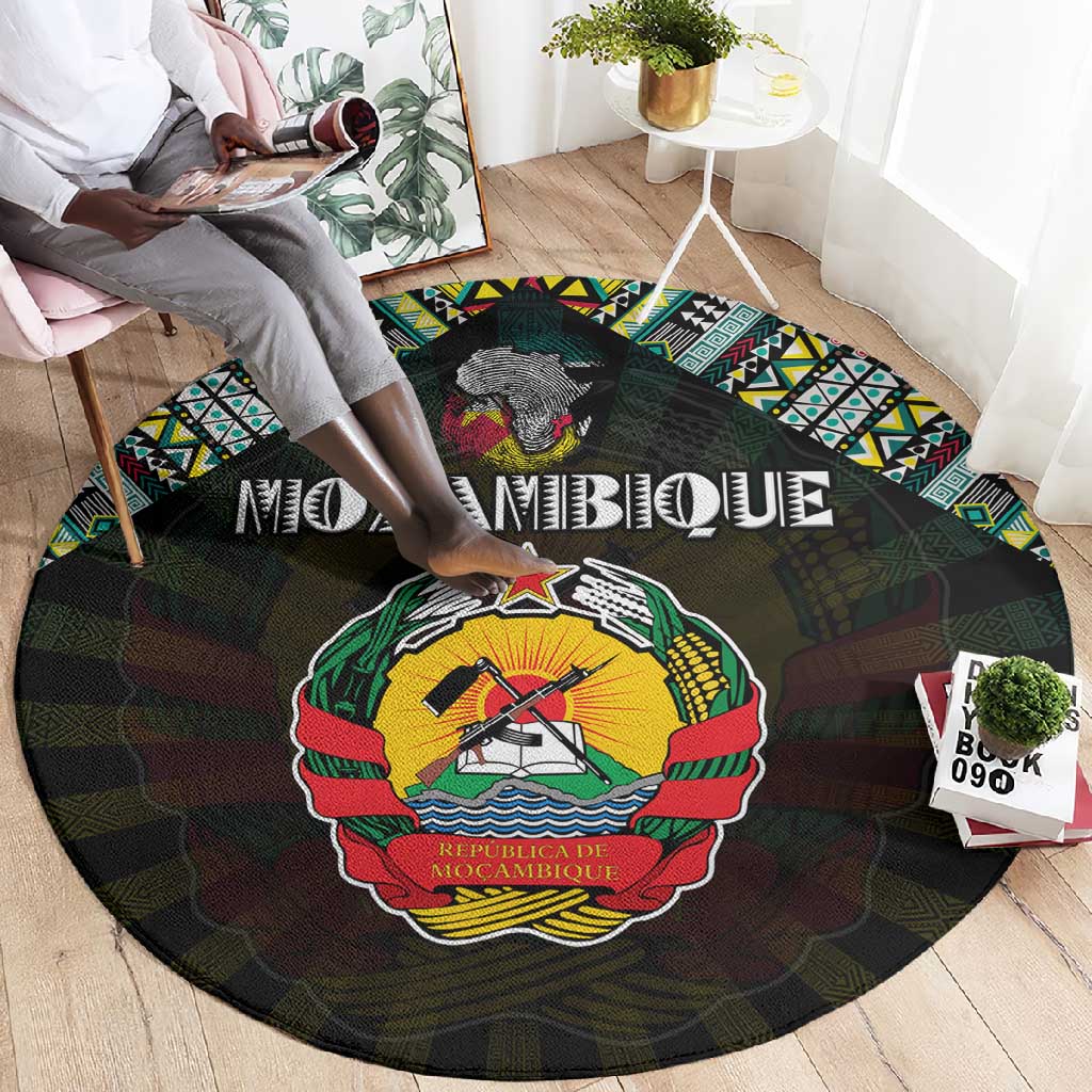 Mozambique Roots Round Carpet African Pride in Fingerprint and Tribal Colors DT02