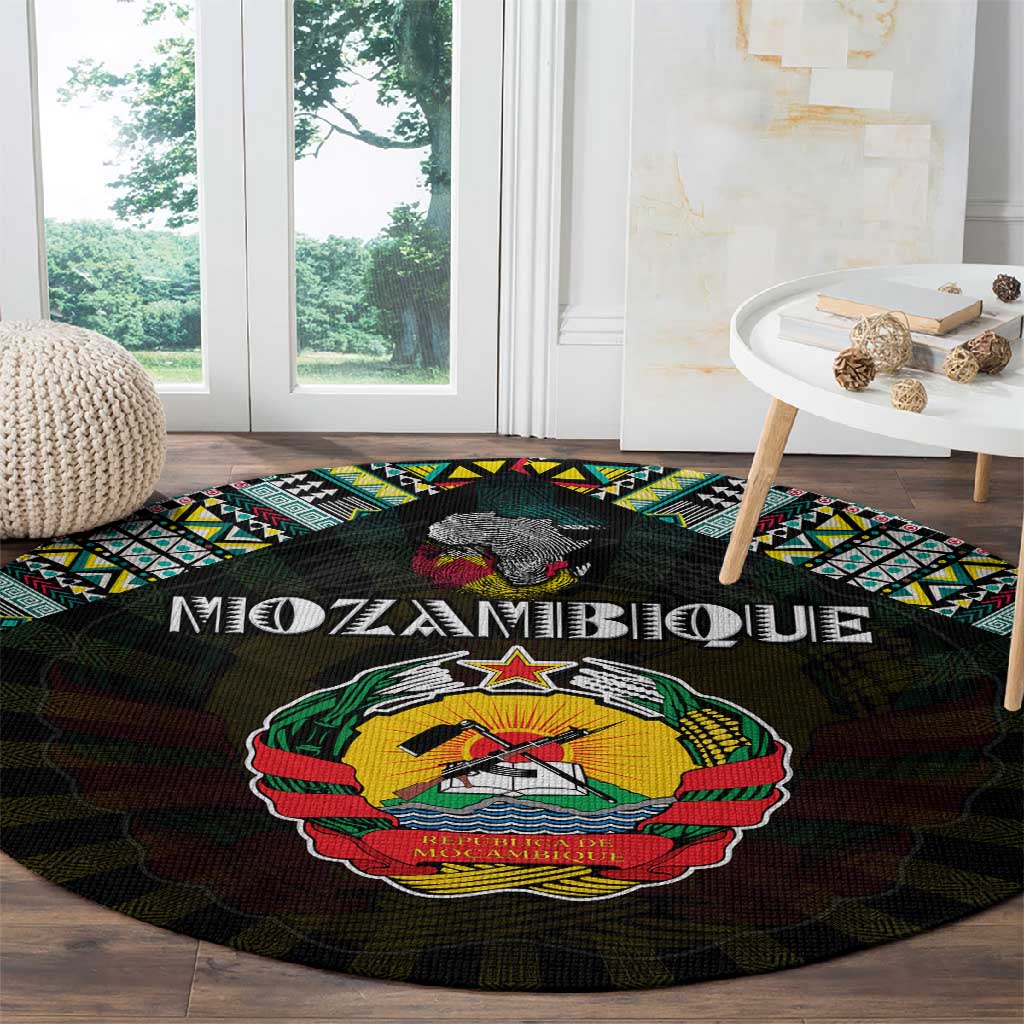 Mozambique Roots Round Carpet African Pride in Fingerprint and Tribal Colors DT02
