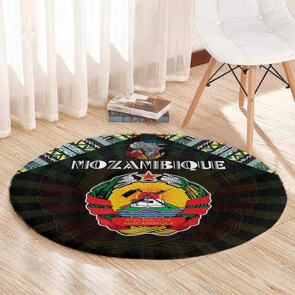 Mozambique Roots Round Carpet African Pride in Fingerprint and Tribal Colors DT02