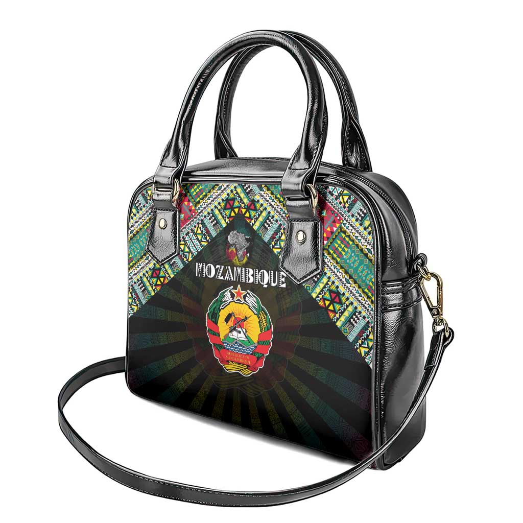Mozambique Roots Shoulder Handbag African Map in Fingerprint and Tribal Colors DT02