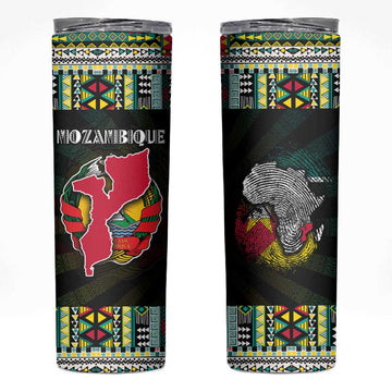 Mozambique Roots Skinny Tumbler African Pride in Fingerprint and Tribal Colors DT02