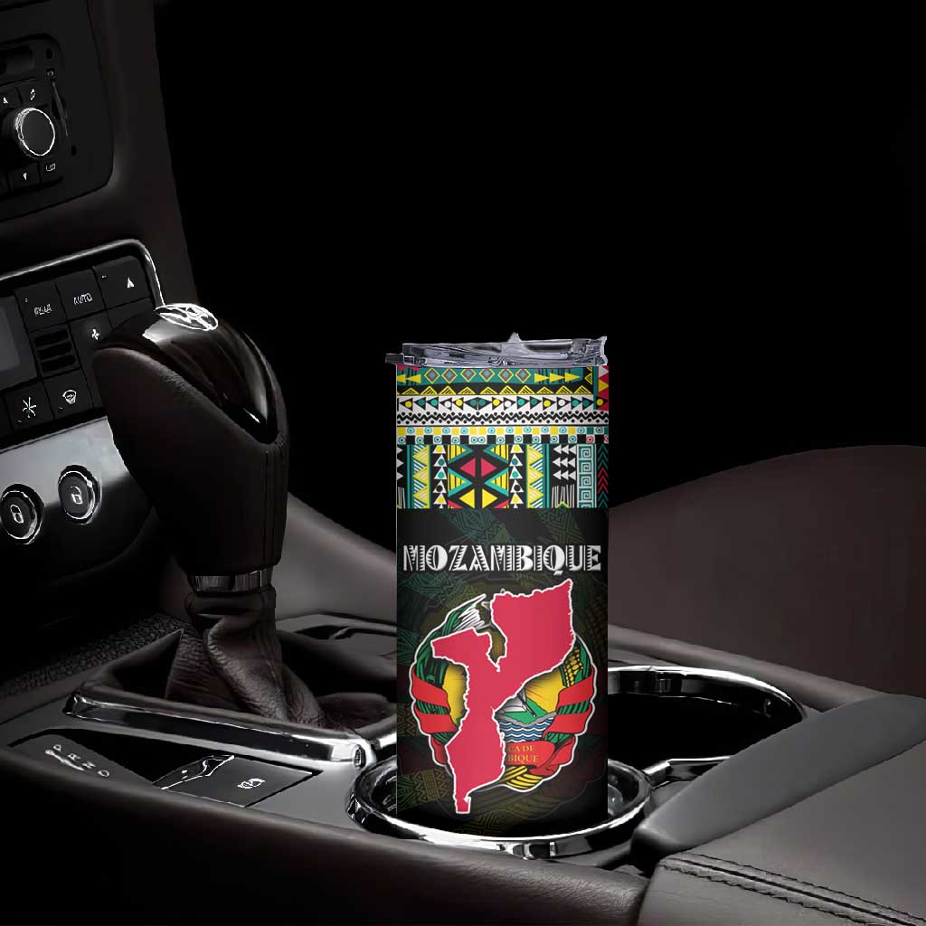 Mozambique Roots Skinny Tumbler African Pride in Fingerprint and Tribal Colors DT02