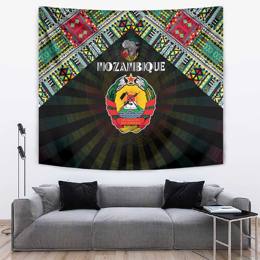 Mozambique Roots Tapestry African Pride in Fingerprint and Tribal Colors DT02