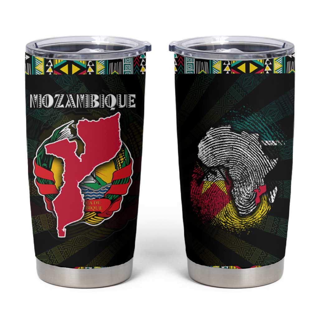 Mozambique Roots Tumbler Cup African Pride in Fingerprint and Tribal Colors DT02