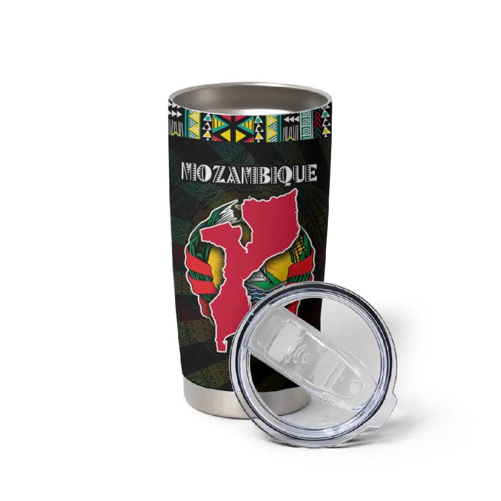 Mozambique Roots Tumbler Cup African Pride in Fingerprint and Tribal Colors DT02
