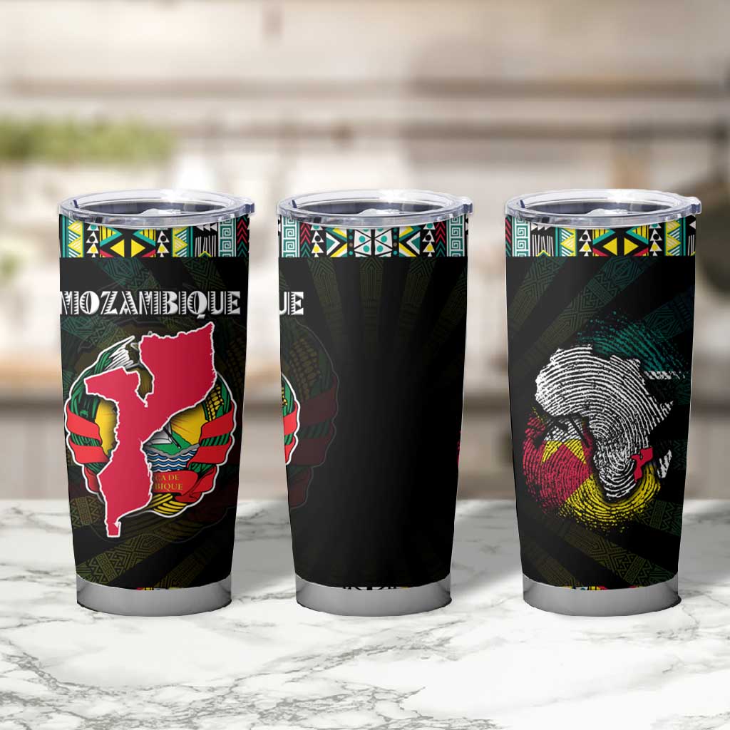 Mozambique Roots Tumbler Cup African Pride in Fingerprint and Tribal Colors DT02