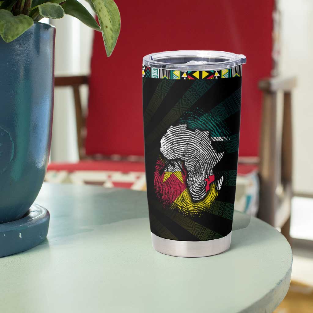 Mozambique Roots Tumbler Cup African Pride in Fingerprint and Tribal Colors DT02