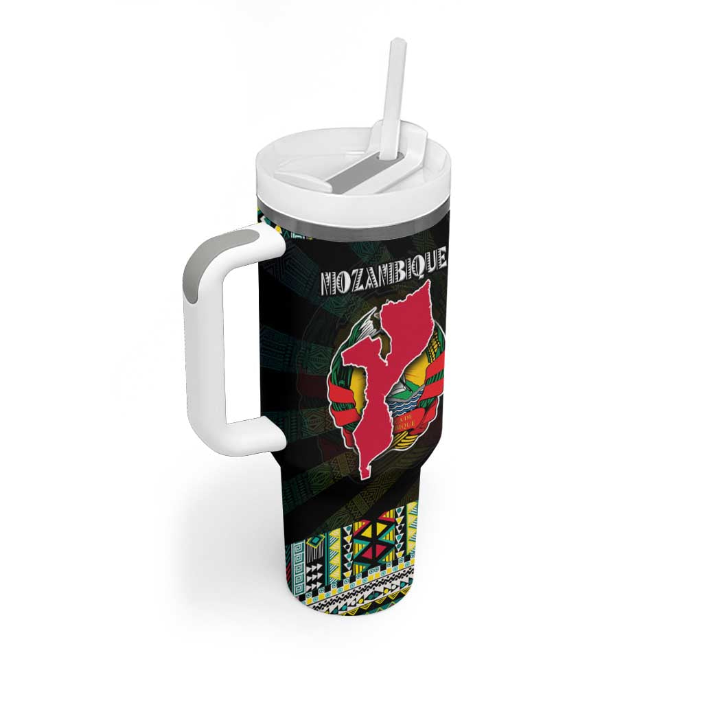 Mozambique Roots Tumbler With Handle African Pride in Fingerprint and Tribal Colors DT02