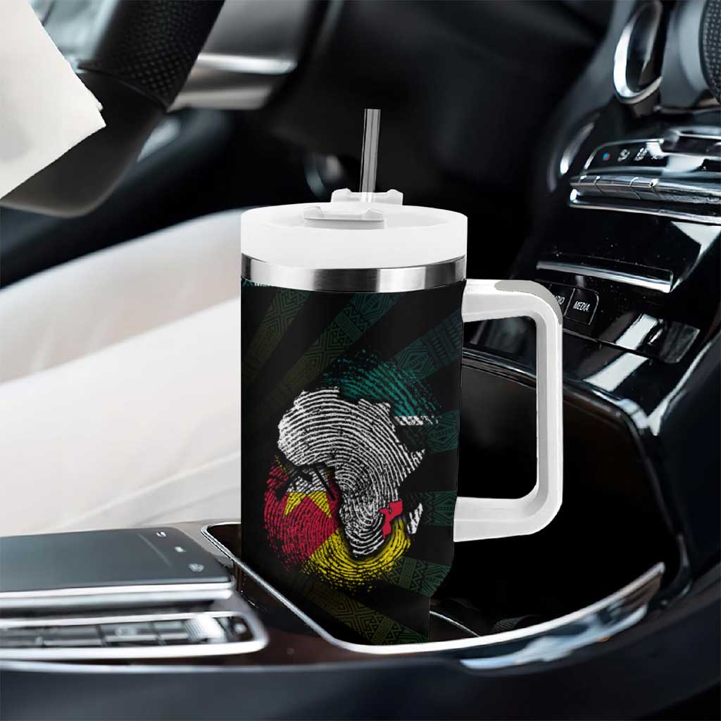 Mozambique Roots Tumbler With Handle African Pride in Fingerprint and Tribal Colors DT02