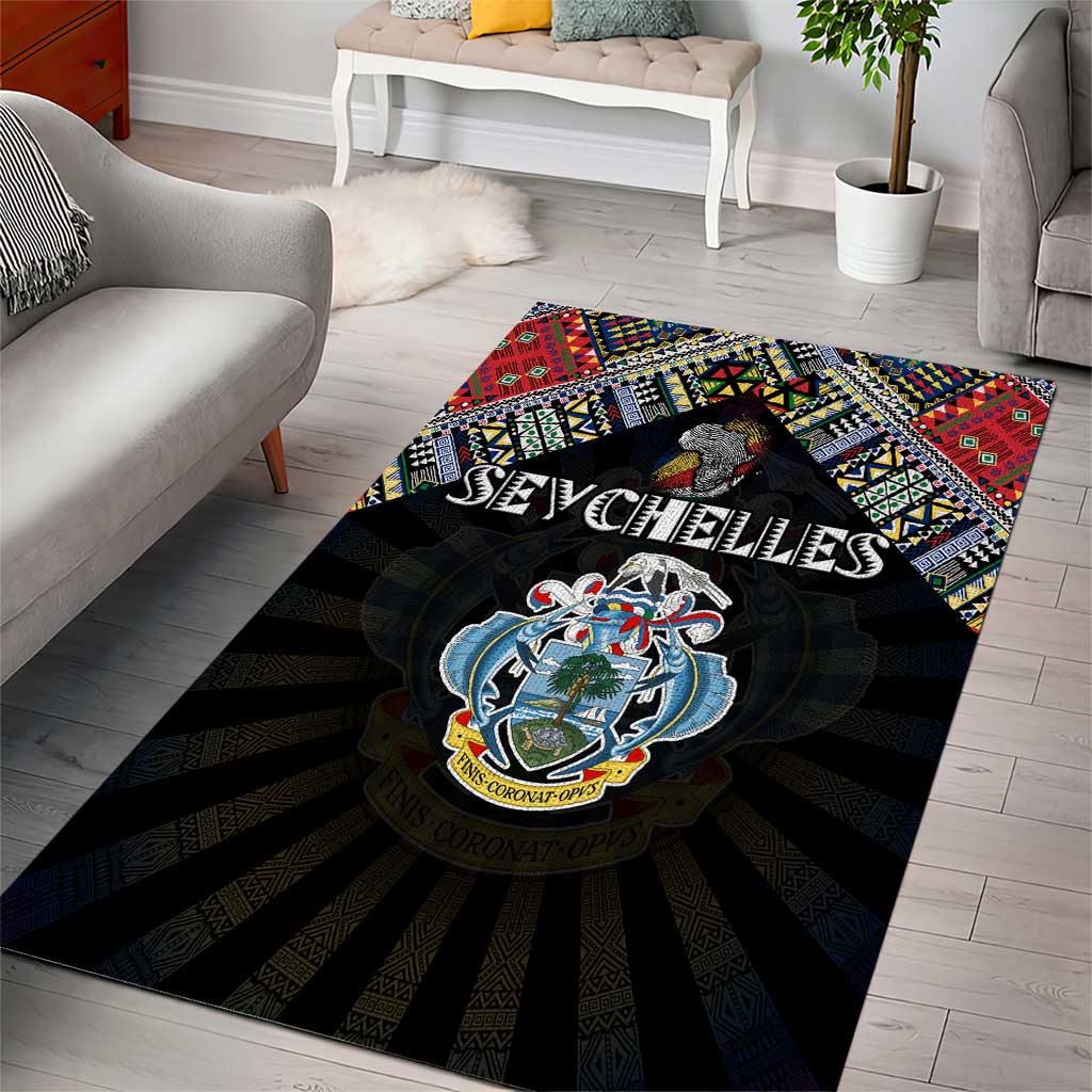 Seychelles Roots Area Rug African Pride in Fingerprint and Tribal Colors DT02