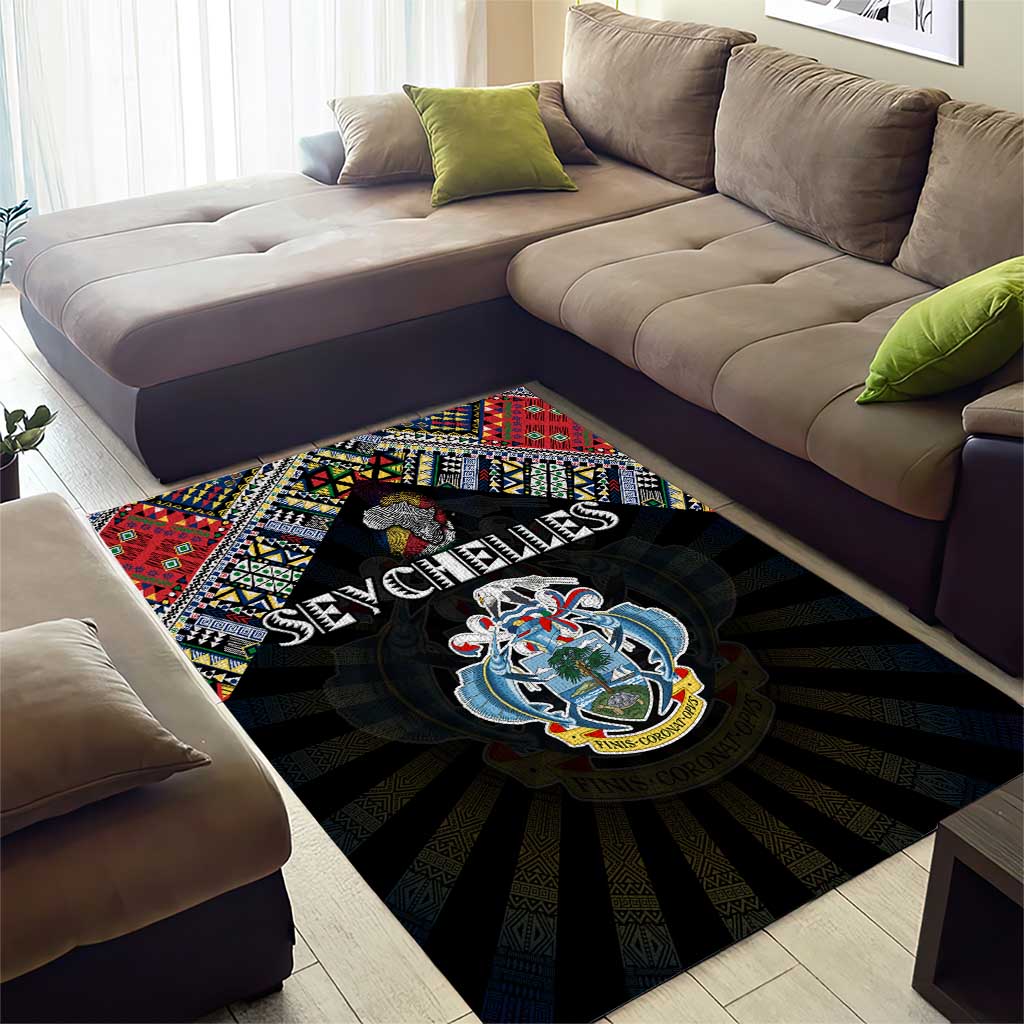 Seychelles Roots Area Rug African Pride in Fingerprint and Tribal Colors DT02