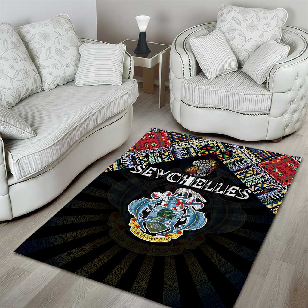 Seychelles Roots Area Rug African Pride in Fingerprint and Tribal Colors DT02