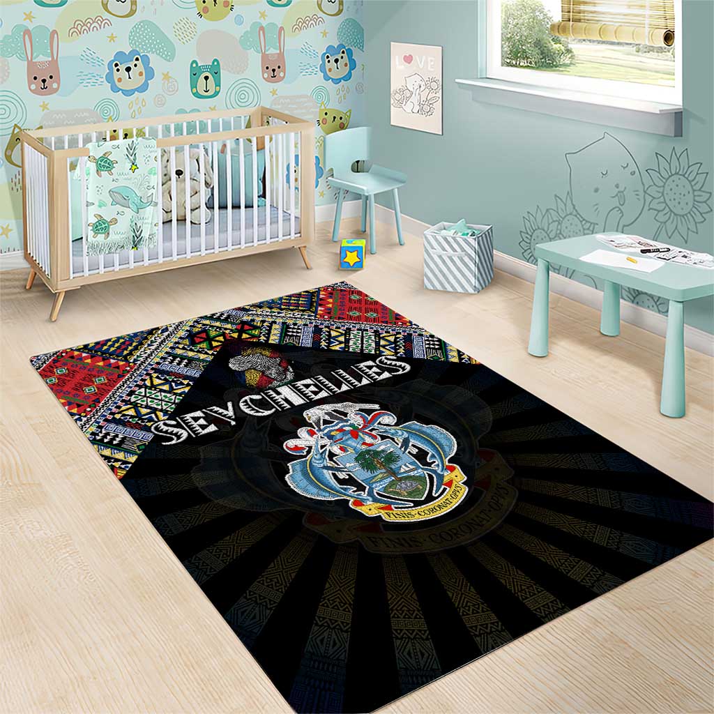 Seychelles Roots Area Rug African Pride in Fingerprint and Tribal Colors DT02