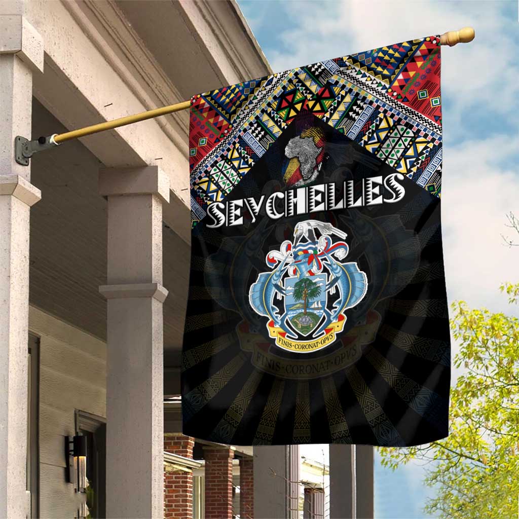Seychelles Roots Garden Flag African Pride in Fingerprint and Tribal Colors DT02