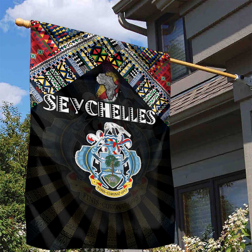Seychelles Roots Garden Flag African Pride in Fingerprint and Tribal Colors DT02