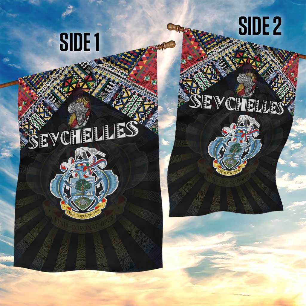 Seychelles Roots Garden Flag African Pride in Fingerprint and Tribal Colors DT02