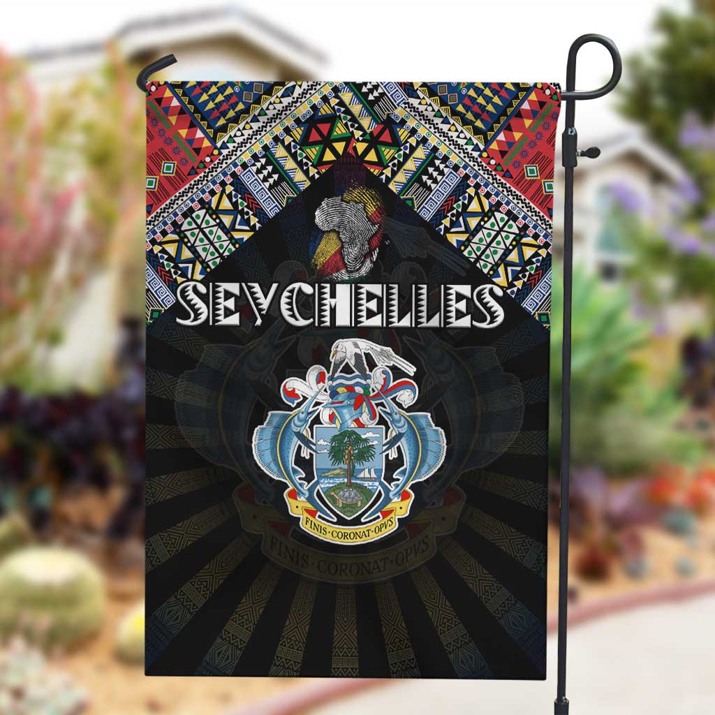 Seychelles Roots Garden Flag African Pride in Fingerprint and Tribal Colors DT02