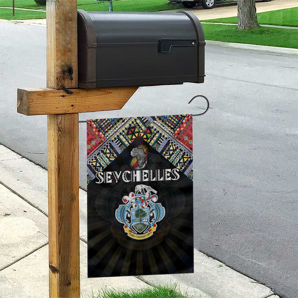 Seychelles Roots Garden Flag African Pride in Fingerprint and Tribal Colors DT02