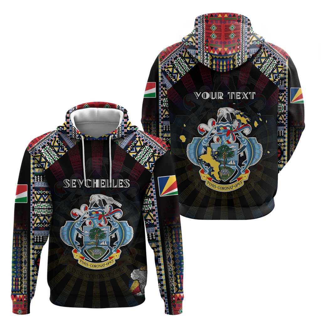 Personalized Seychelles Roots Hoodie African Map in Fingerprint and Tribal Colors DT02