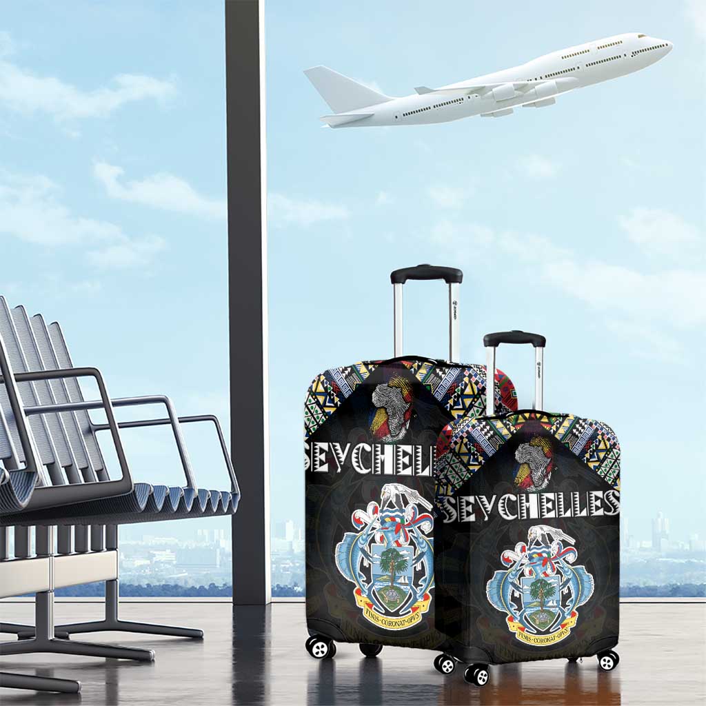 Seychelles Roots Luggage Cover African Map in Fingerprint and Tribal Colors DT02