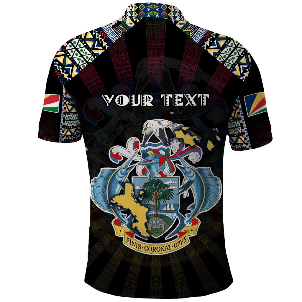Personalized Seychelles Roots Polo Shirt African Map in Fingerprint and Tribal Colors DT02