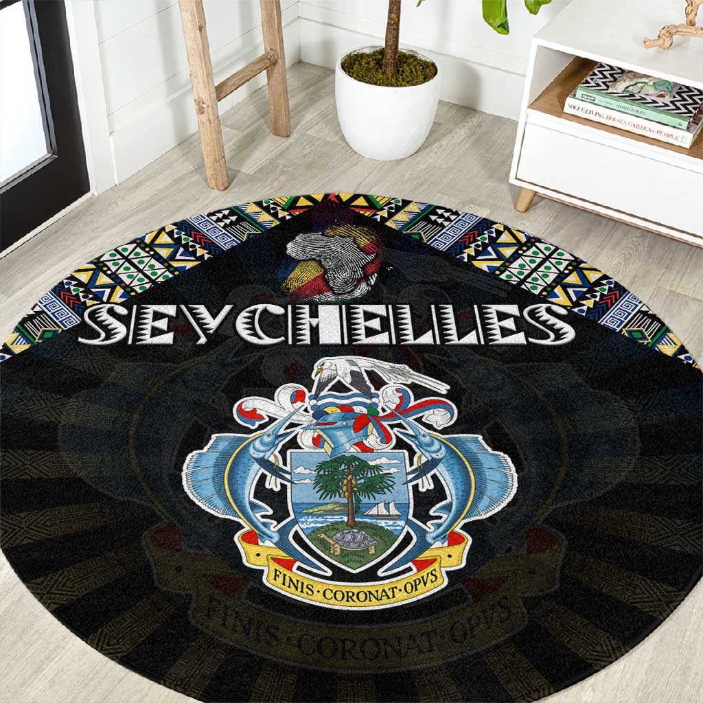 Seychelles Roots Round Carpet African Pride in Fingerprint and Tribal Colors DT02