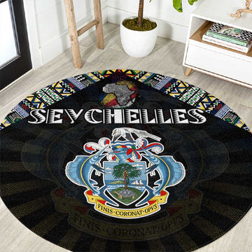 Seychelles Roots Round Carpet African Pride in Fingerprint and Tribal Colors DT02