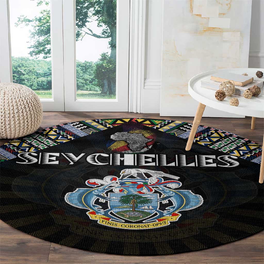 Seychelles Roots Round Carpet African Pride in Fingerprint and Tribal Colors DT02