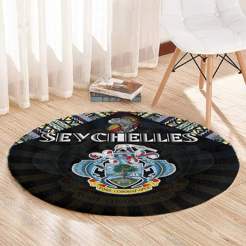 Seychelles Roots Round Carpet African Pride in Fingerprint and Tribal Colors DT02