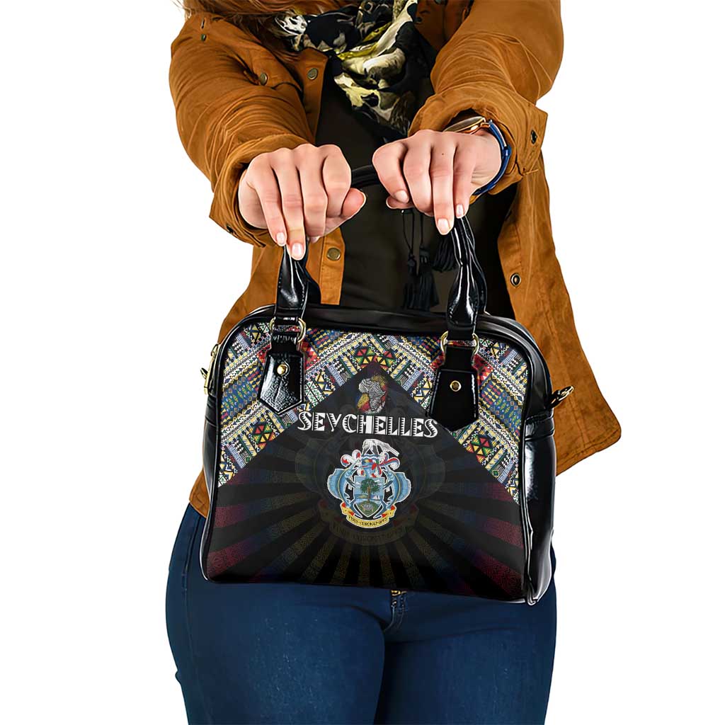 Seychelles Roots Shoulder Handbag African Map in Fingerprint and Tribal Colors DT02