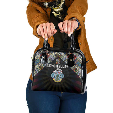 Seychelles Roots Shoulder Handbag African Map in Fingerprint and Tribal Colors DT02