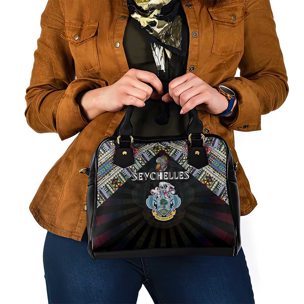 Seychelles Roots Shoulder Handbag African Map in Fingerprint and Tribal Colors DT02