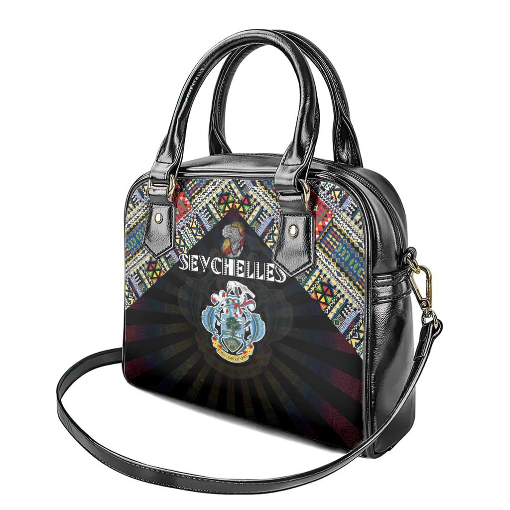 Seychelles Roots Shoulder Handbag African Map in Fingerprint and Tribal Colors DT02
