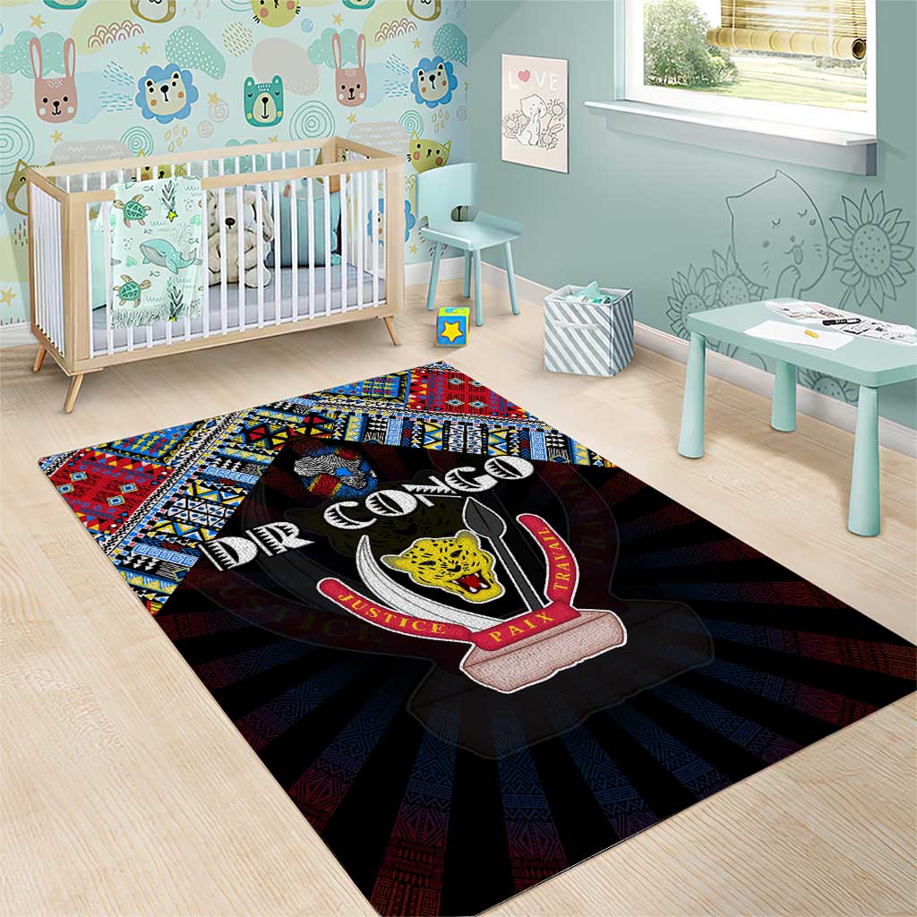 DR Congo Roots Area Rug African Pride in Fingerprint and Tribal Colors DT02