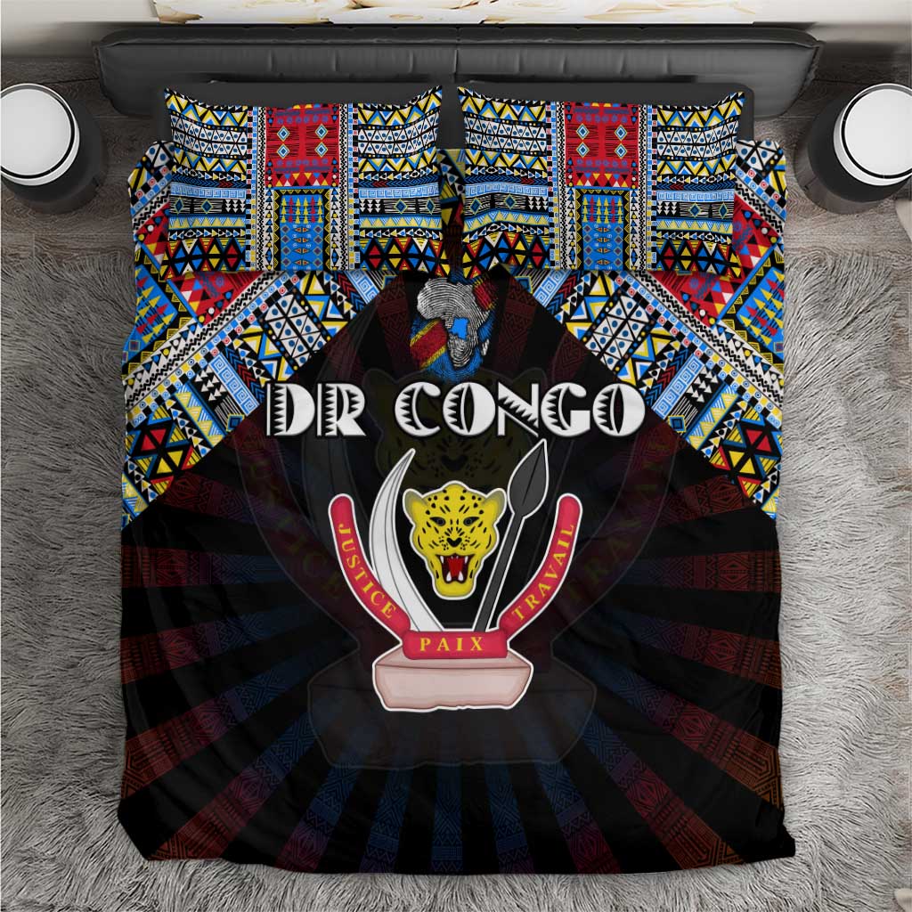DR Congo Roots Bedding Set African Pride in Fingerprint and Tribal Colors DT02